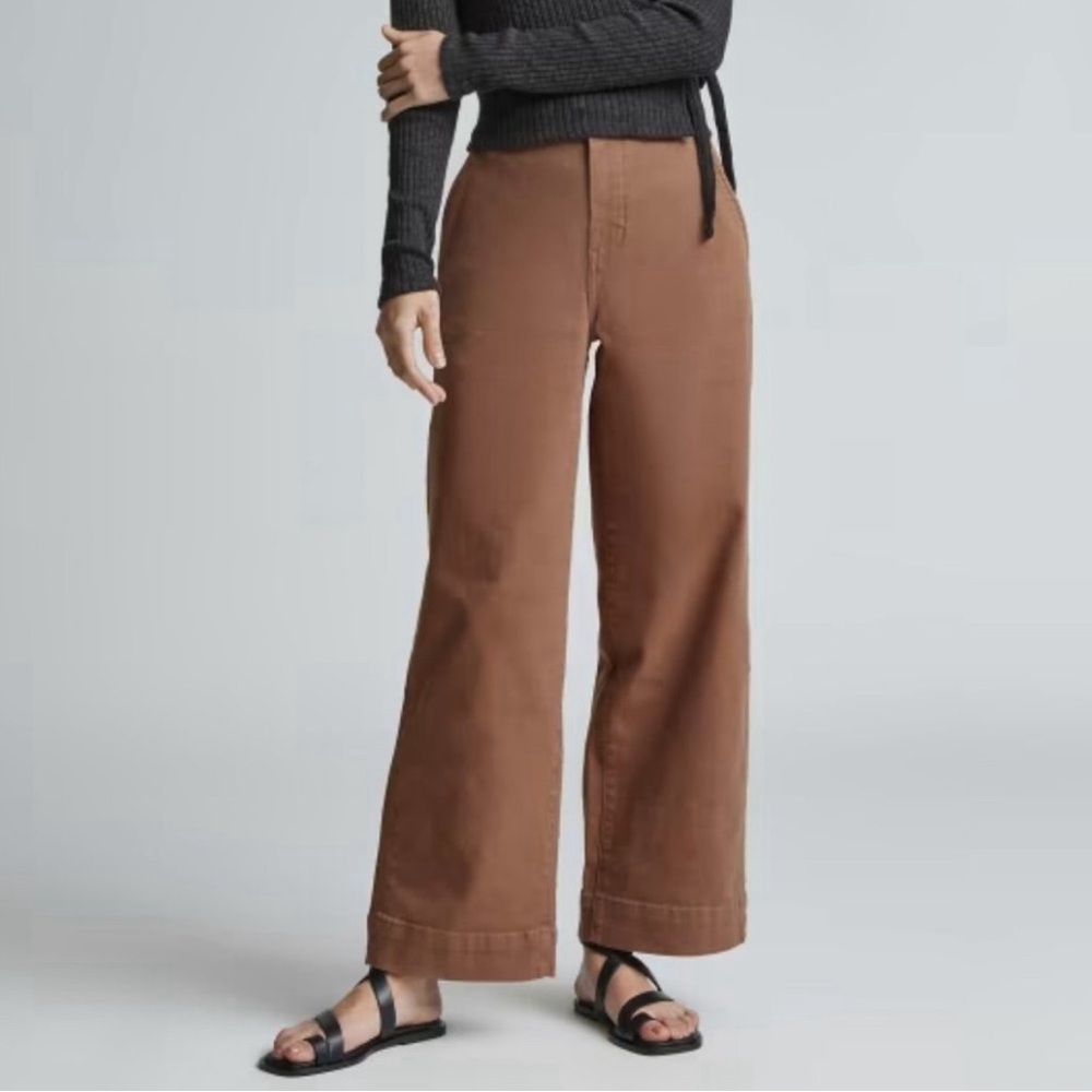 The Organic Wide-Leg Pant in Cocoa Brown—Size 4 (washed once, never worn)